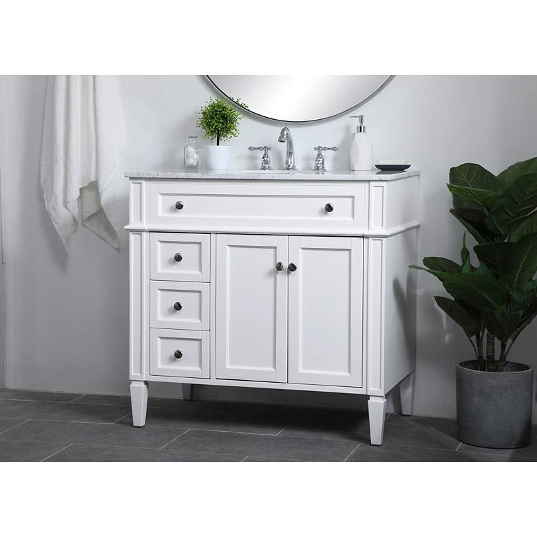 Image 3 Elegant Lighting 36" Wide Single Sink White Marble Bathroom Vanity more views