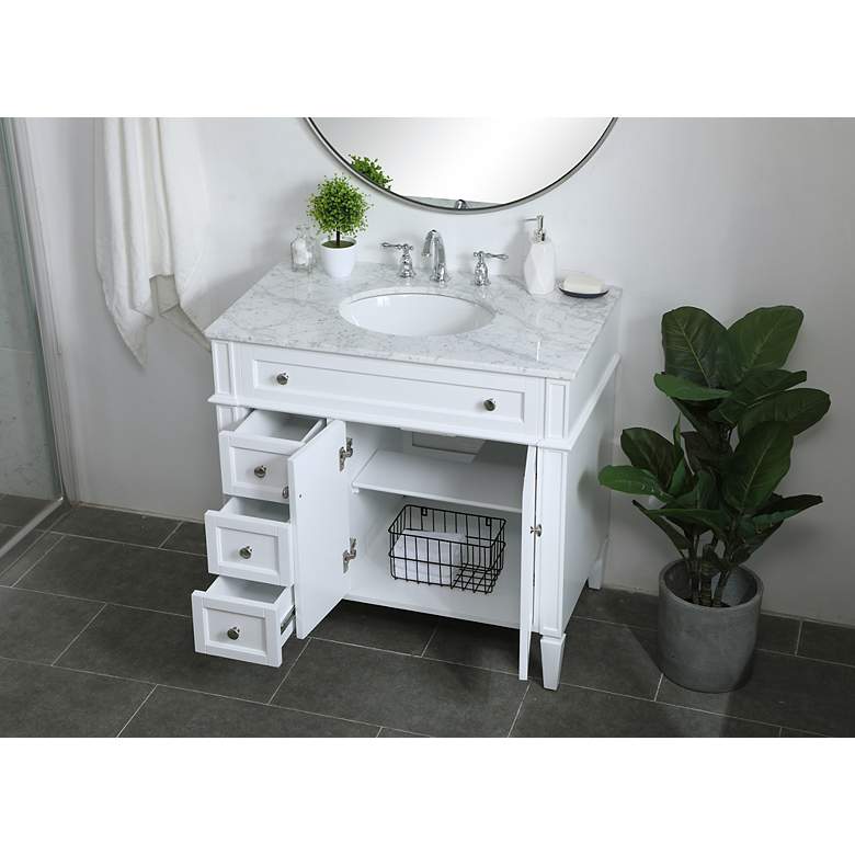 Image 4 Elegant Lighting 36" Wide Single Sink White Marble Bathroom Vanity more views