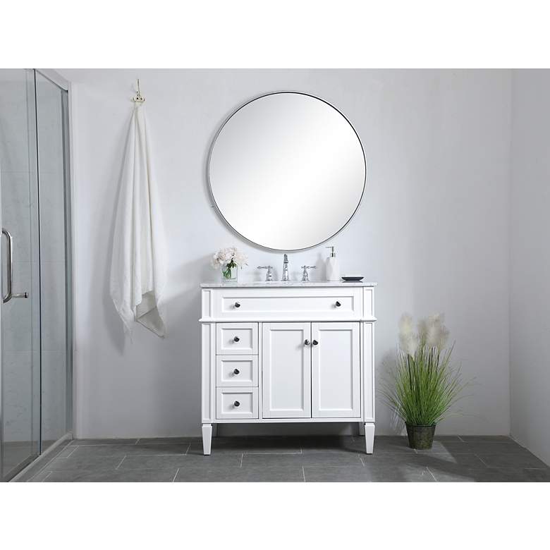 Image 7 Elegant Lighting 36" Wide Single Sink White Marble Bathroom Vanity more views