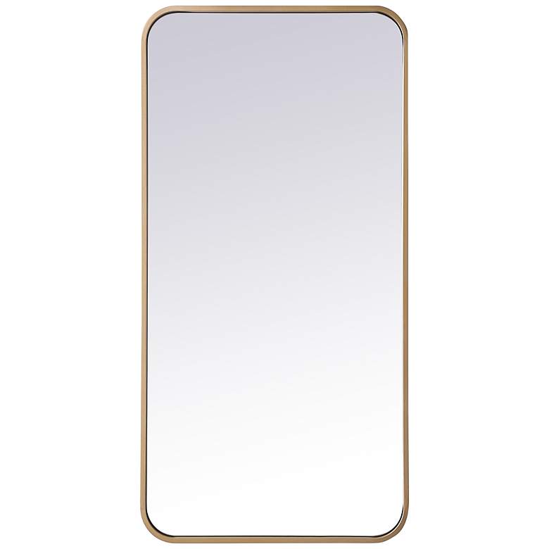 Image 3 Elegant Lighting 36" x 18" Modern Rectangular Brass Wall Mirror