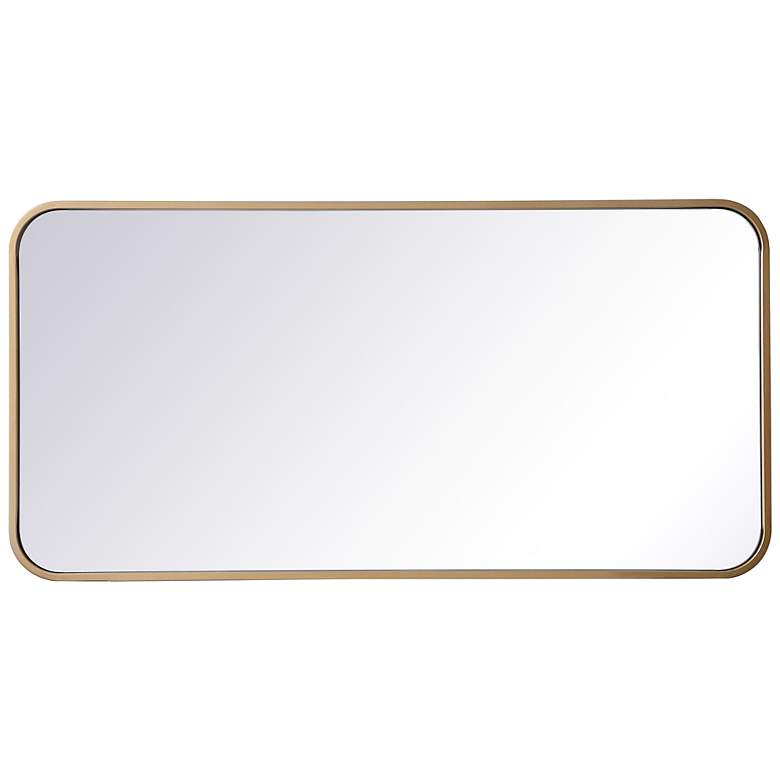 Image 7 Elegant Lighting 36" x 18" Modern Rectangular Brass Wall Mirror more views