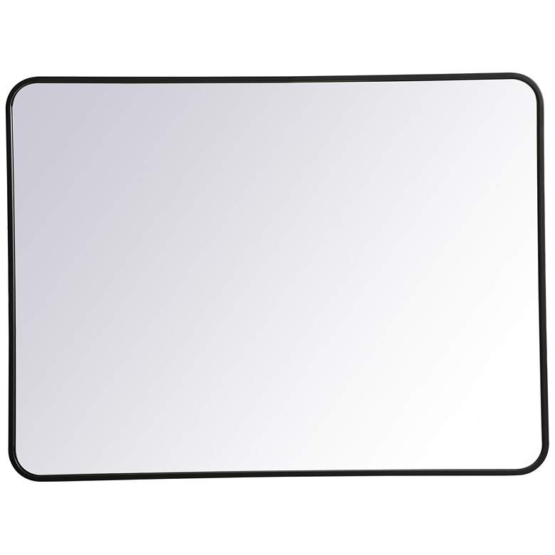 Image 2 Elegant Lighting 40" Wide Soft Corner Black Finish Rectangular Mirror