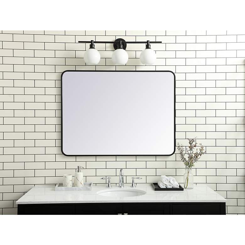Image 3 Elegant Lighting 40" Wide Soft Corner Black Finish Rectangular Mirror more views
