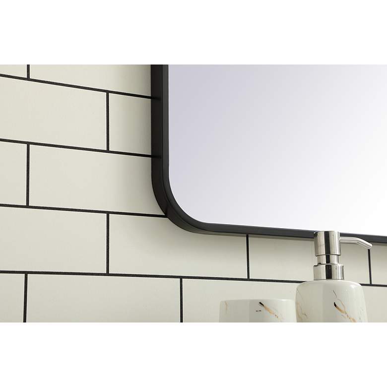Image 5 Elegant Lighting 40" Wide Soft Corner Black Finish Rectangular Mirror more views