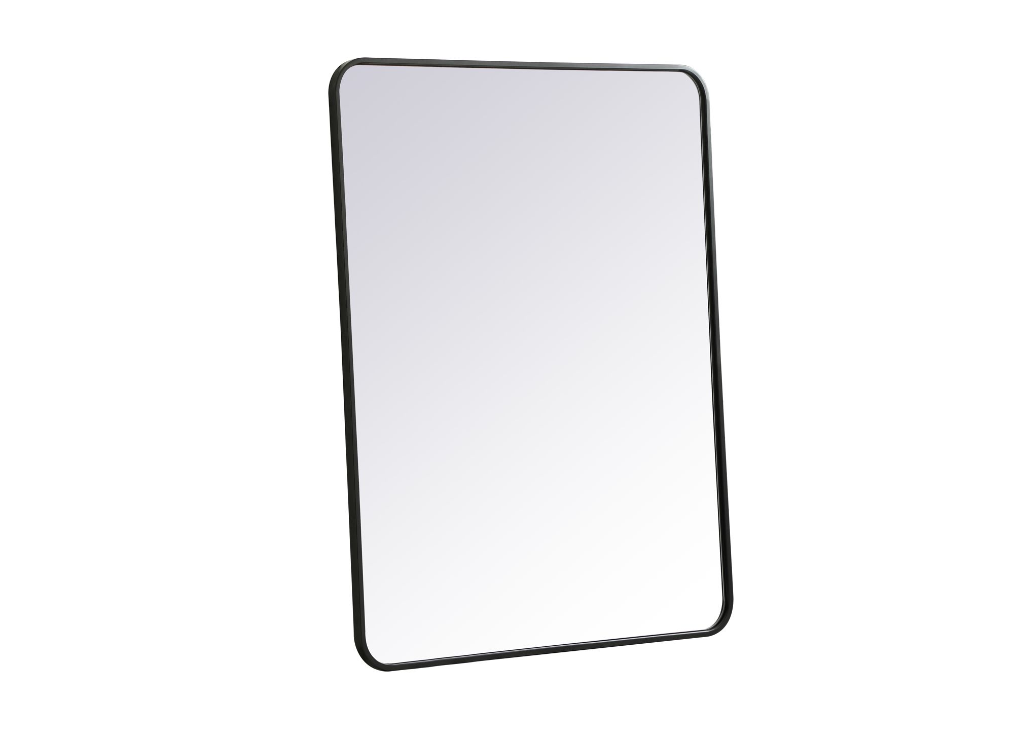 Elegant Lighting 40" Wide Soft Corner Black Finish Rectangular Mirror
