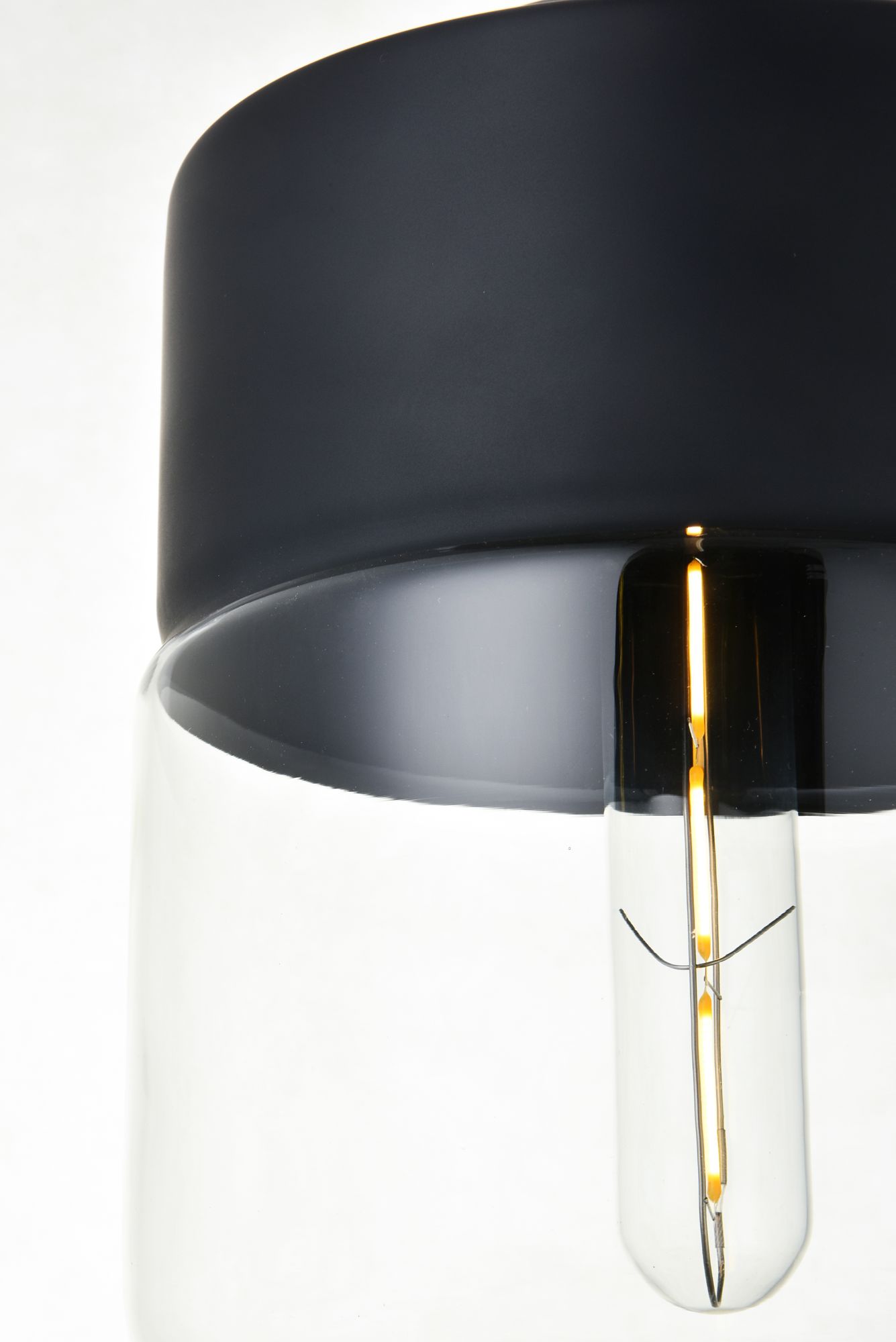 Elegant Lighting Ashwell 7" WIde Black and Clear Glass Mini Pendant