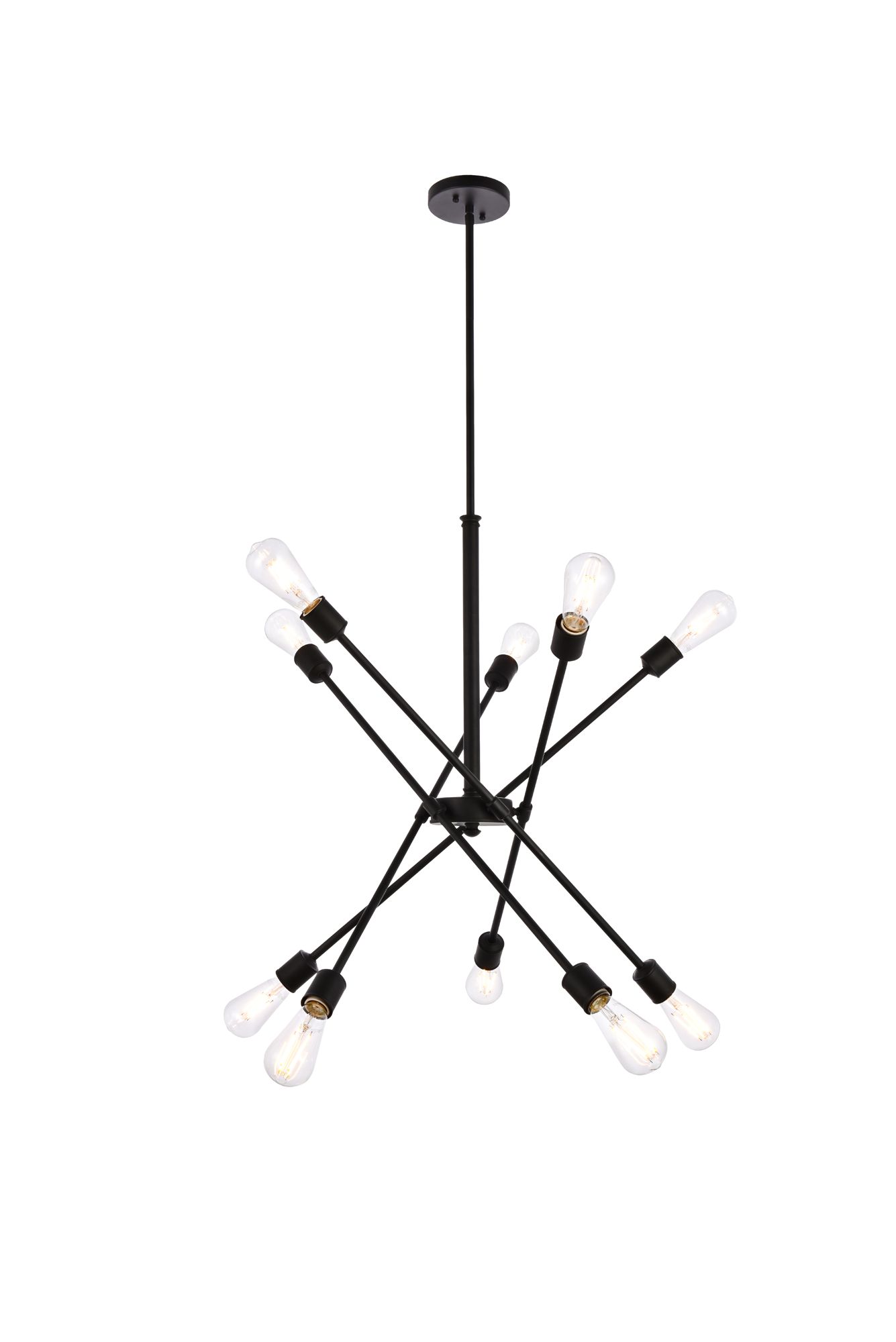 Elegant Lighting Axel 27" Wide 10-Light Black Finish Modern Pendant