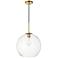 Elegant Lighting Baxter 13 3/4" Modern Brass Clear Glass Dome Pendant