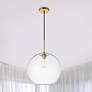 Thumbnail1 of Elegant Lighting Baxter 13 3/4" Modern Brass Clear Glass Dome Pendant