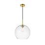 Thumbnail4 of Elegant Lighting Baxter 13 3/4" Modern Brass Clear Glass Dome Pendant more views