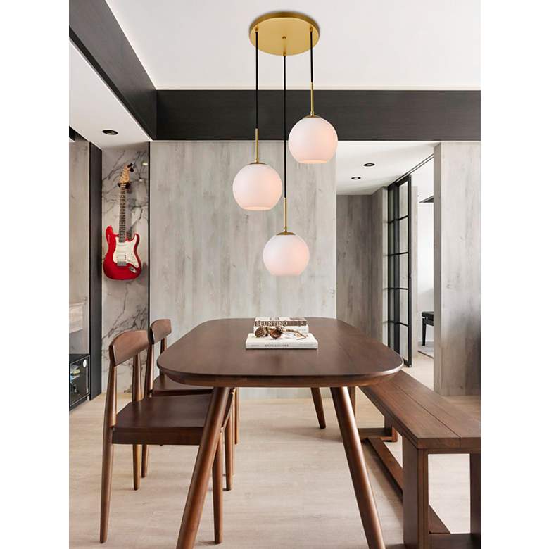 Image 4 Elegant Lighting Baxter 18" Wide Brass Multi-Light Globe Pendant more views