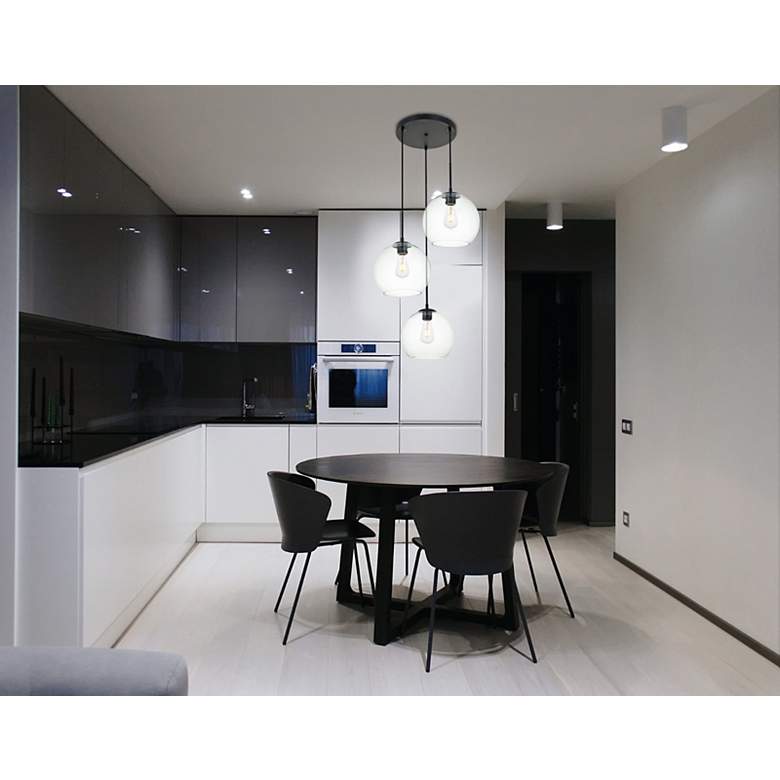 Image 2 Elegant Lighting Baxter 20" Wide 3-Light Black Clear Glass Pendant more views