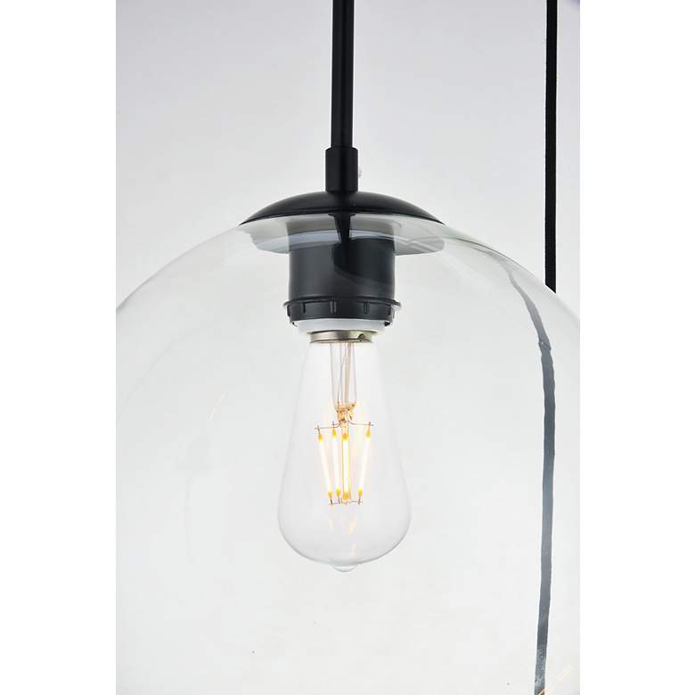 Image 4 Elegant Lighting Baxter 20" Wide 3-Light Black Clear Glass Pendant more views