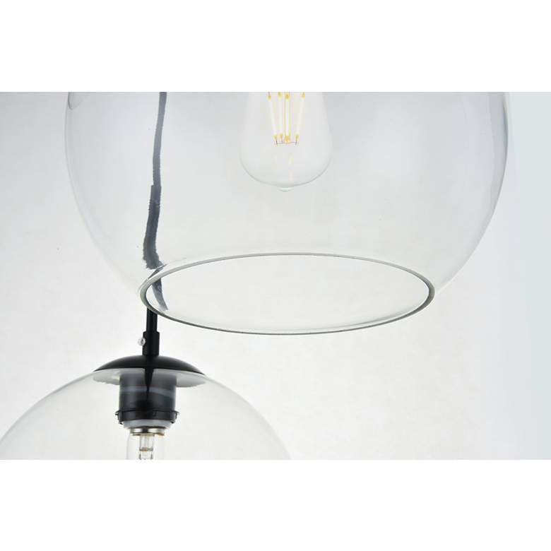 Image 6 Elegant Lighting Baxter 20" Wide 3-Light Black Clear Glass Pendant more views