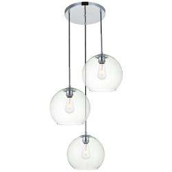 Elegant Lighting Baxter 20" Wide Chrome Multi-Light Globe Pendant