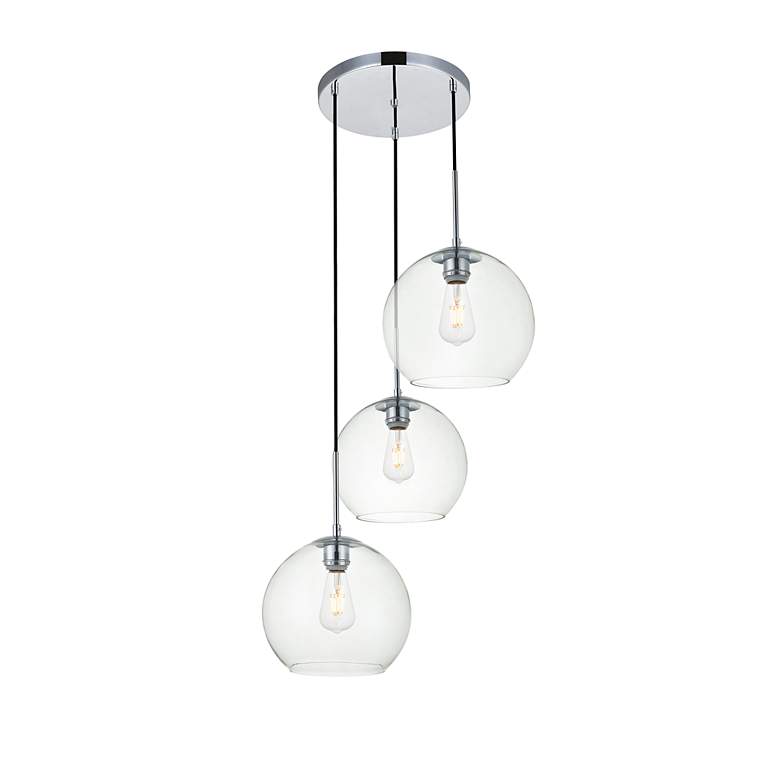 Image 3 Elegant Lighting Baxter 20" Wide Chrome Multi-Light Globe Pendant more views