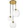 Elegant Lighting Baxter 21" Brass 3-Light Modern Glass Globe Pendant