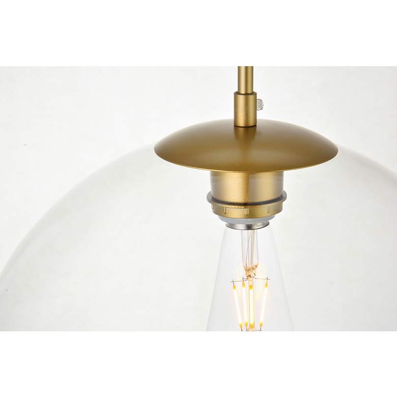 Image 5 Elegant Lighting Baxter 21" Brass 3-Light Modern Glass Globe Pendant more views