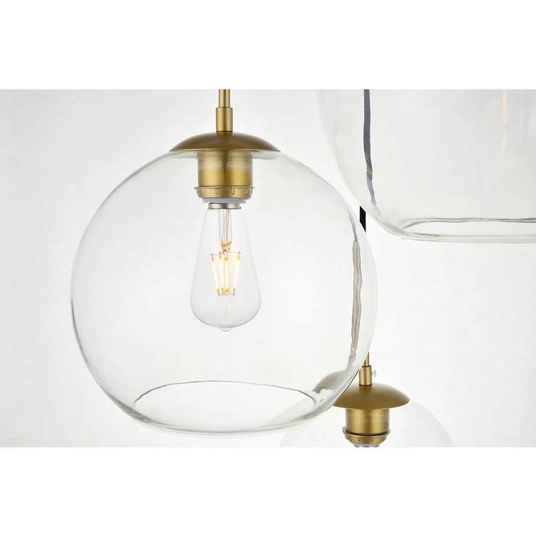 Image 7 Elegant Lighting Baxter 21" Brass 3-Light Modern Glass Globe Pendant more views