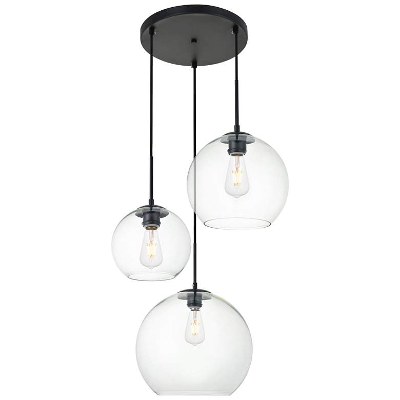 Image 1 Elegant Lighting Baxter 21" Wide Clear Glass Dome Multi-Light Pendant