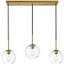 1_Elegant Lighting Baxter 36" 3-Light Brass Clear Glass Linear Pendant