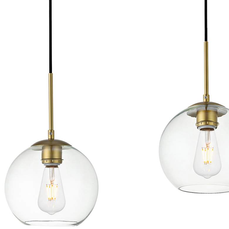 Image 2 Elegant Lighting Baxter 36" 3-Light Brass Clear Glass Linear Pendant more views