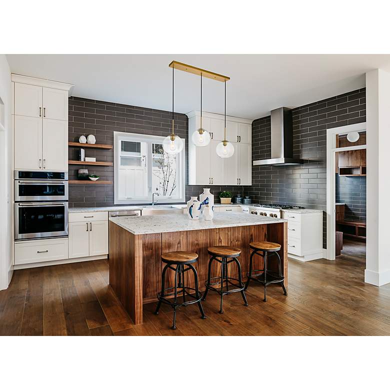 Image 4 Elegant Lighting Baxter 36" 3-Light Brass Clear Glass Linear Pendant more views