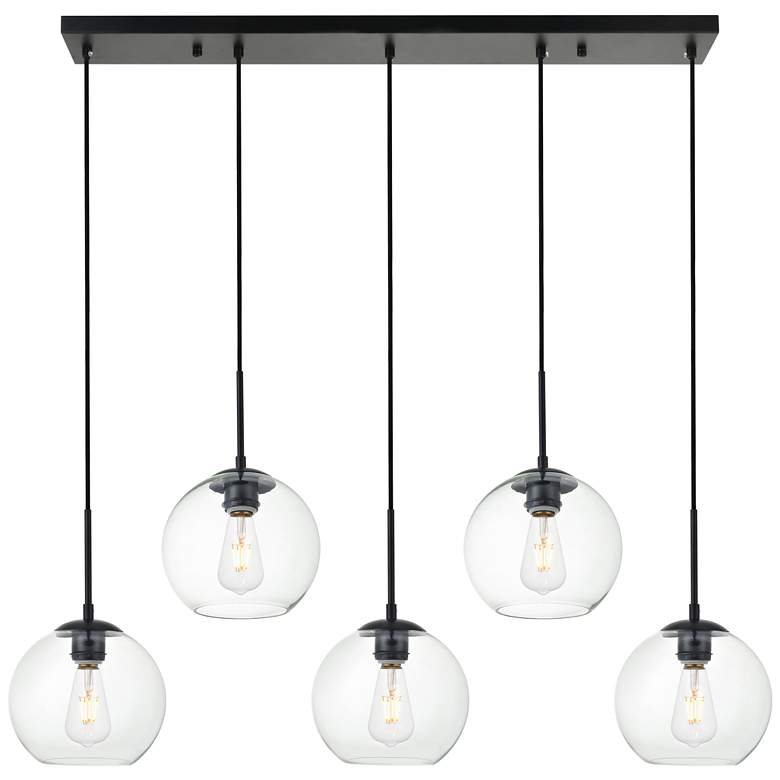 Image 2 Elegant Lighting Baxter 41 3/4" 5-Light Linear Glass Globes Pendant
