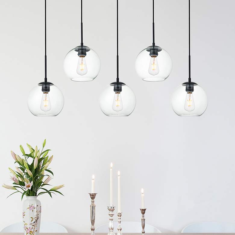 Image 1 Elegant Lighting Baxter 41 3/4" 5-Light Linear Glass Globes Pendant