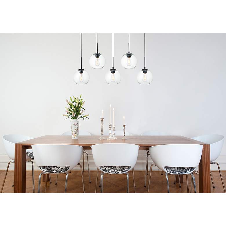 Image 3 Elegant Lighting Baxter 41 3/4" 5-Light Linear Glass Globes Pendant more views
