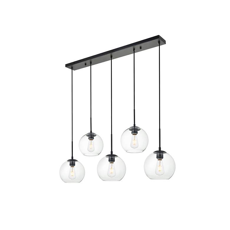 Image 4 Elegant Lighting Baxter 41 3/4" 5-Light Linear Glass Globes Pendant more views