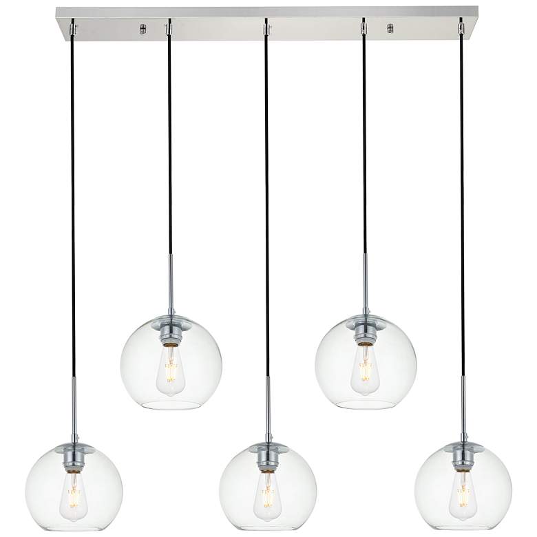 Image 2 Elegant Lighting Baxter 41 3/4" Wide 5-Light Glass and Chrome Pendant