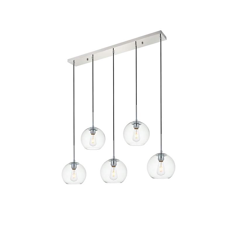Image 4 Elegant Lighting Baxter 41 3/4" Wide 5-Light Glass and Chrome Pendant more views