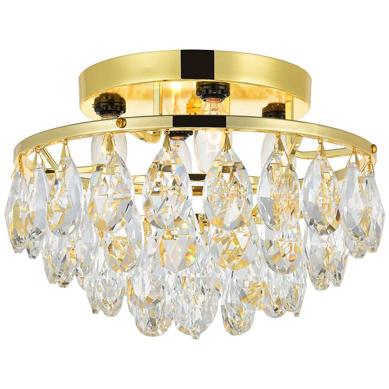 Image 1 Elegant Lighting Clara 14" Wide Gold and Crystal Ceiling Light