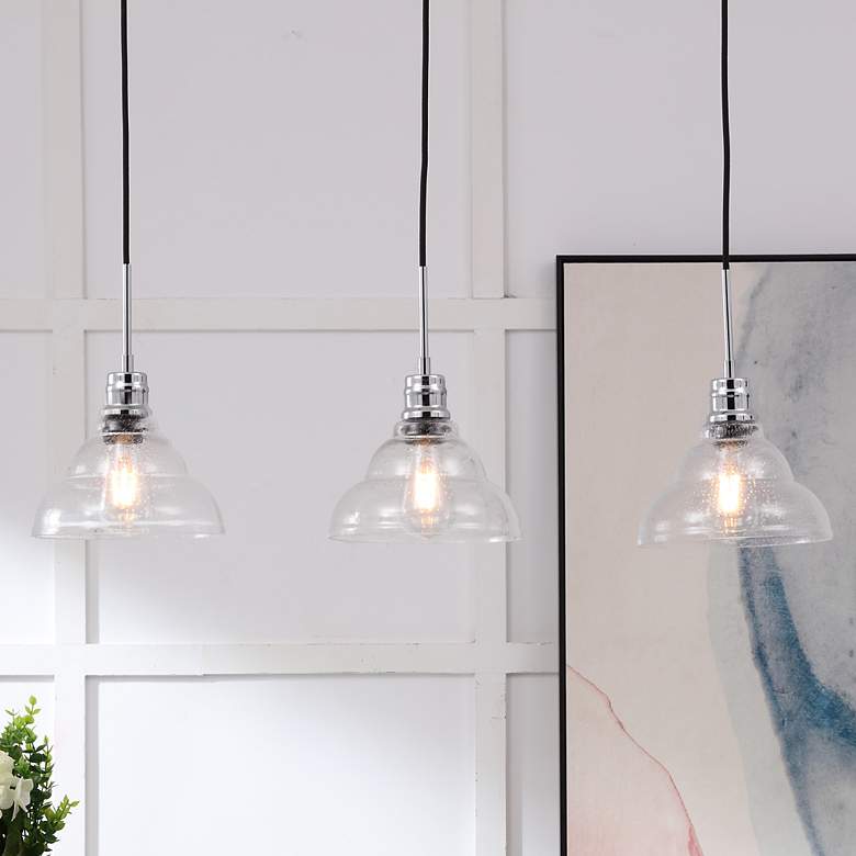 Image 1 Elegant Lighting Clive 34 1/2" Chrome Bubble Glass Multi-Light Pendant