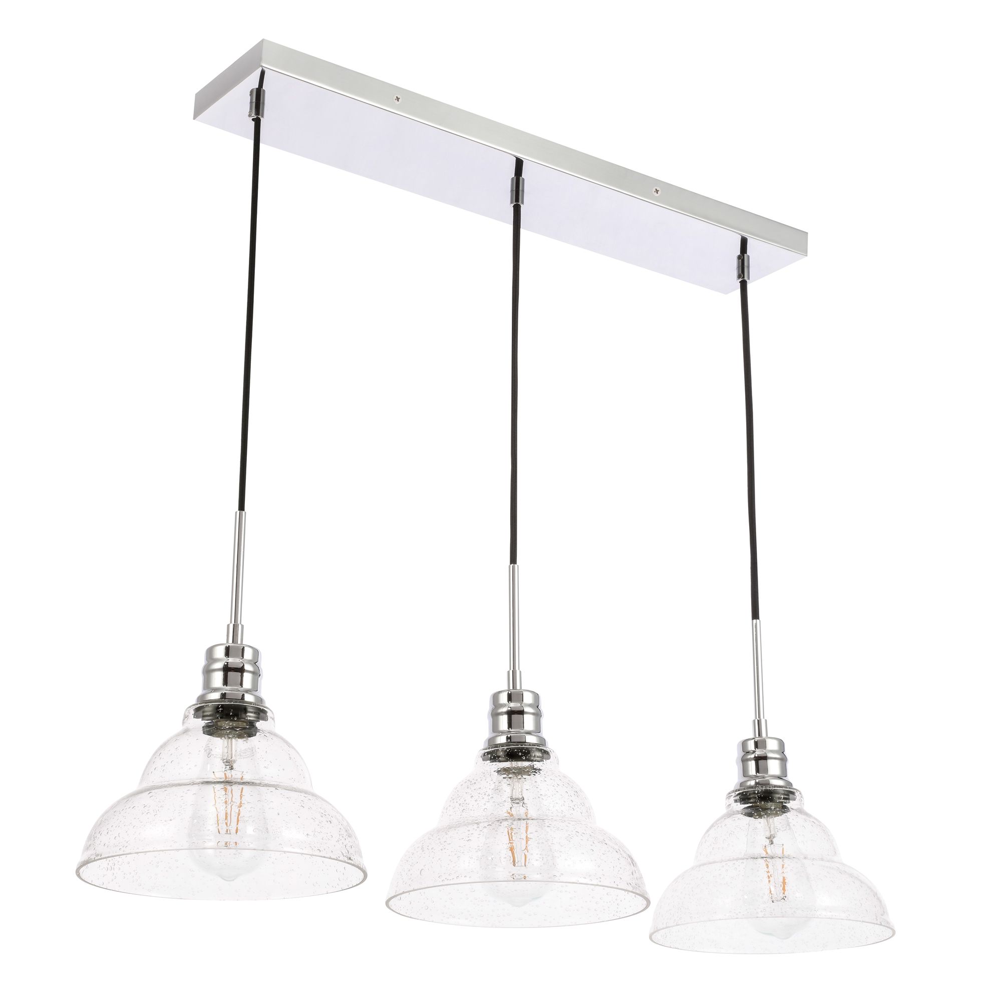 Elegant Lighting Clive 34 1/2" Chrome Bubble Glass Multi-Light Pendant in scene