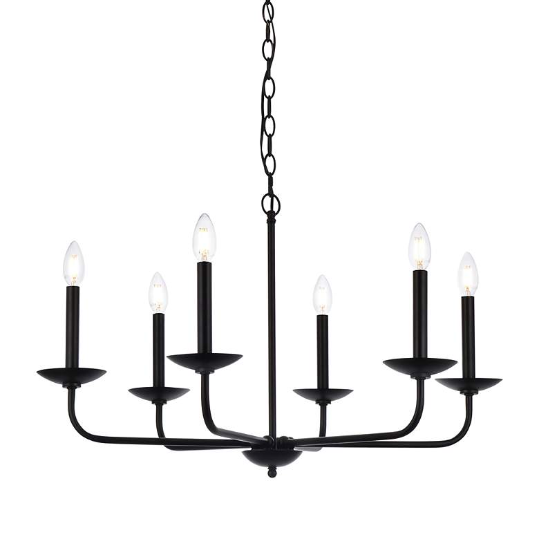 Image 3 Elegant Lighting Cohen 30" Wide Black 6-Light Candelabra Chandelier