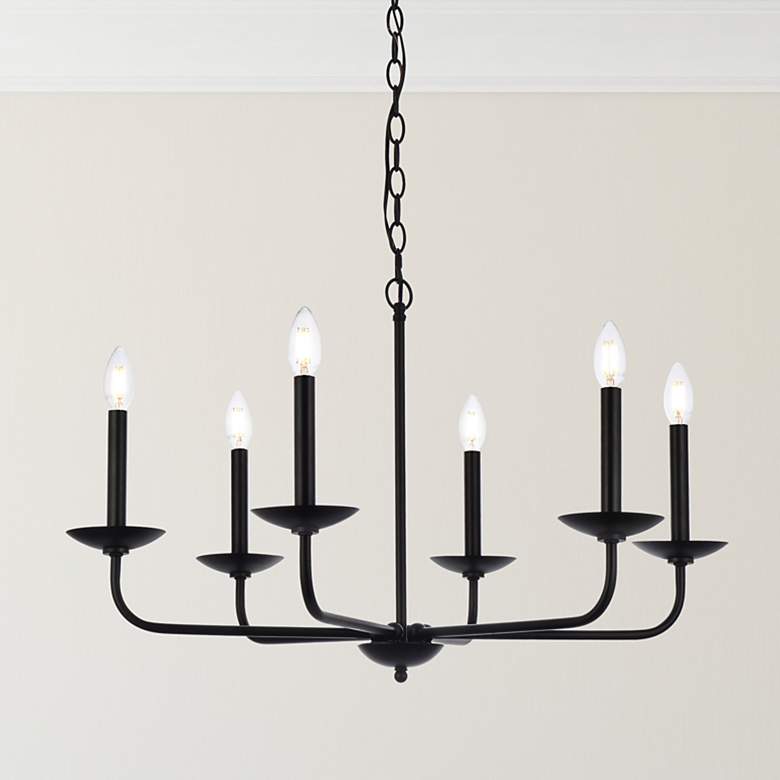 Image 2 Elegant Lighting Cohen 30" Wide Black 6-Light Candelabra Chandelier