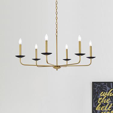 Elegant Lighting Cohen 36" Black and Brass Candelabra Chandelier