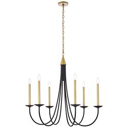 Elegant Lighting Cohen 36" Black and Brass Candelabra Chandelier