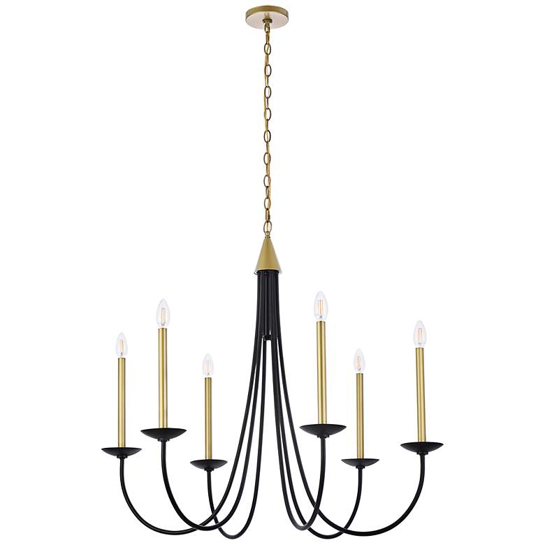 Image 5 Elegant Lighting Cohen 36" Black and Brass Candelabra Chandelier more views