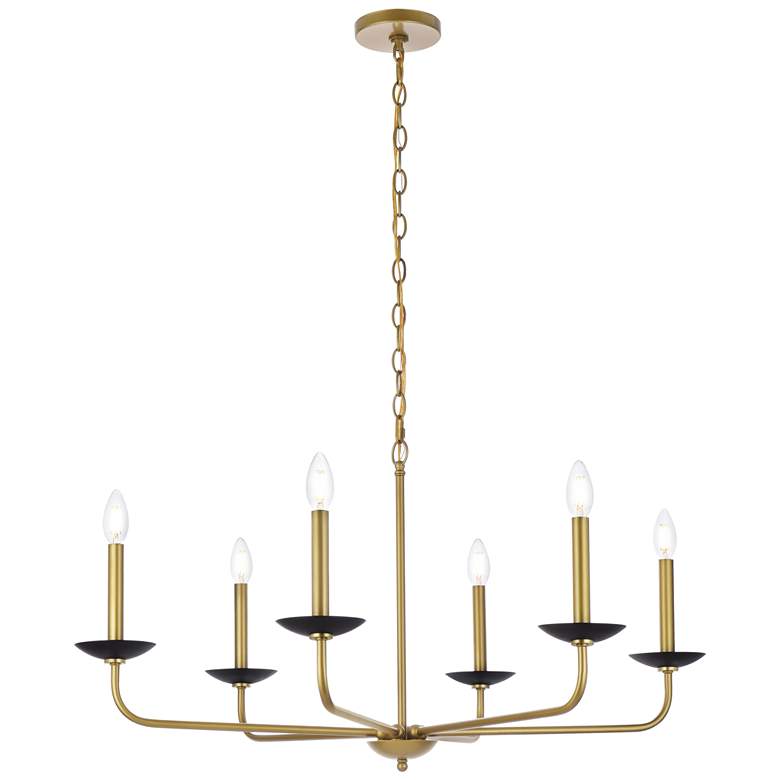 Image 1 Elegant Lighting Cohen 36" Black and Brass Candelabra Chandelier