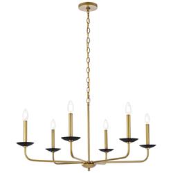 Elegant Lighting Cohen 36" Black and Brass Candelabra Chandelier