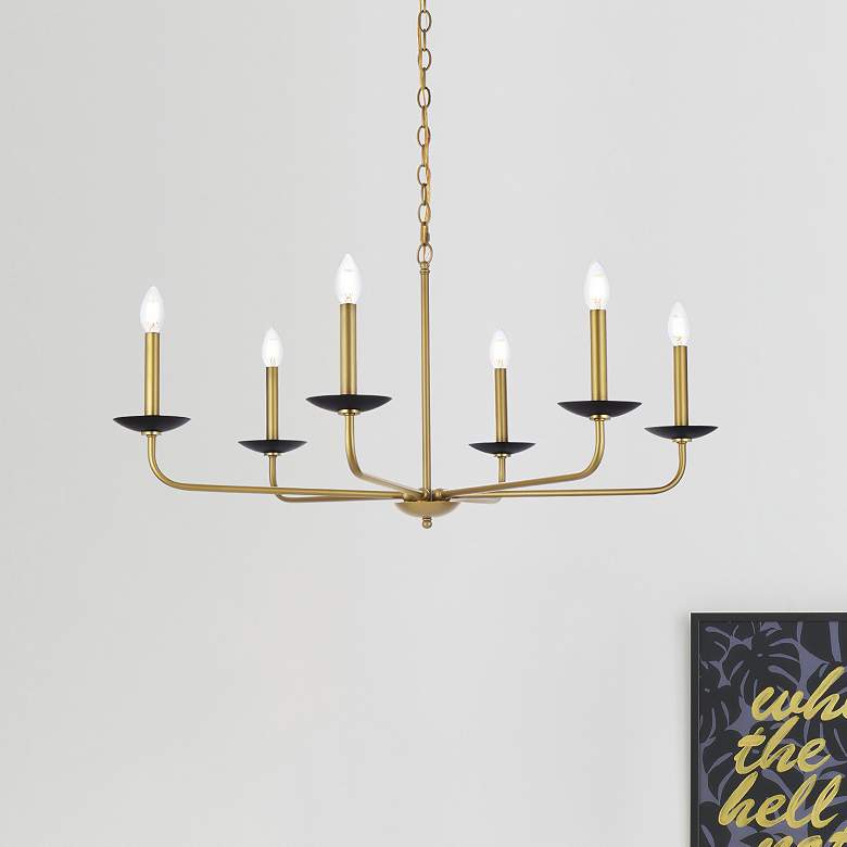 Image 1 Elegant Lighting Cohen 36" Black and Brass Candelabra Chandelier