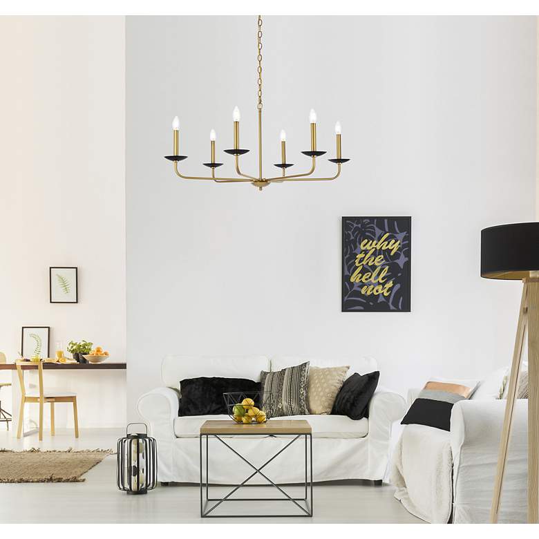 Image 3 Elegant Lighting Cohen 36" Black and Brass Candelabra Chandelier more views