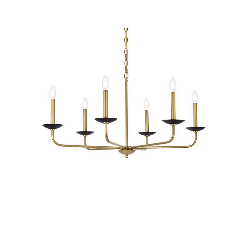 Image 4 Elegant Lighting Cohen 36" Black and Brass Candelabra Chandelier more views