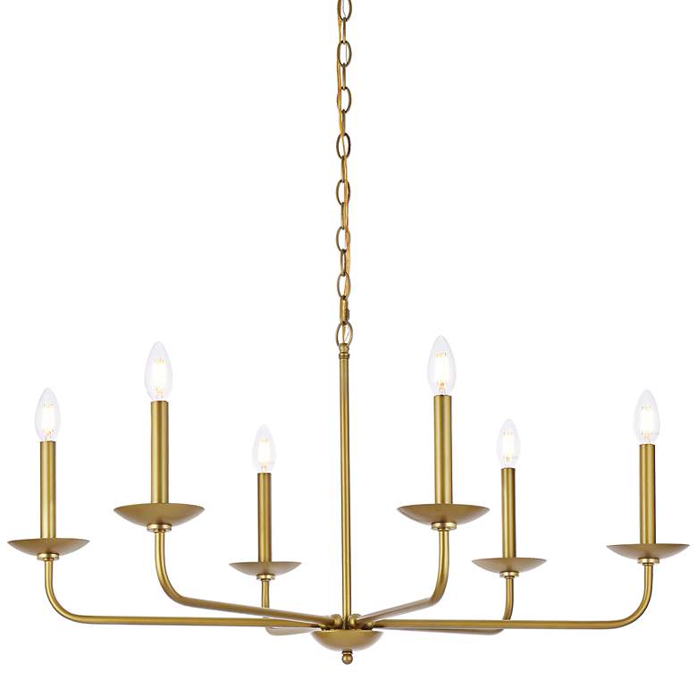 Image 3 Elegant Lighting Cohen 36" Brass Finish Pendant Chandelier