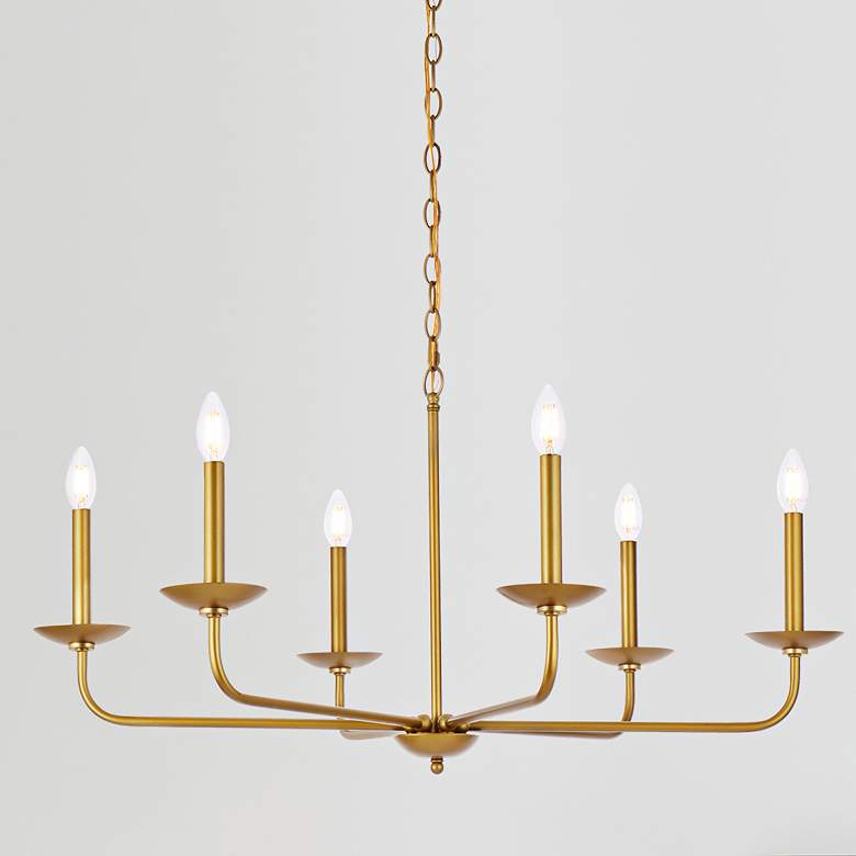 Image 2 Elegant Lighting Cohen 36" Brass Finish Pendant Chandelier
