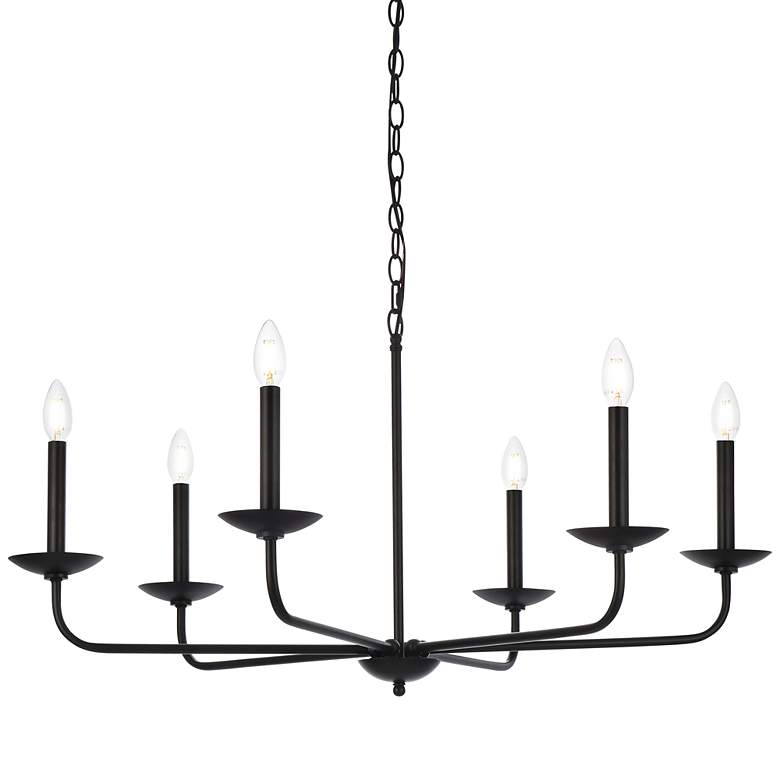 Image 3 Elegant Lighting Cohen 36" Wide Black 6-Light Candelabra Chandelier