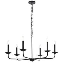 Elegant Lighting Cohen 36" Wide Black 6-Light Candelabra Chandelier